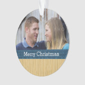 Blue Rustic Christmas Foto Ornament (Vorderseite)