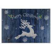 Blue Rustic Christmas Reindeer Cutting Board Schneidebrett (Vorderseite)