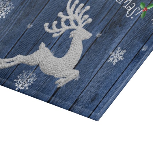 Blue Rustic Christmas Reindeer Cutting Board Schneidebrett (Ecke)