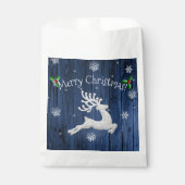 Blue Rustic Christmas Reindeer Favor Bags Geschenktütchen (Vorderseite)