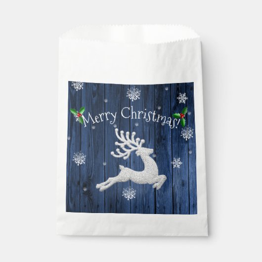 Blue Rustic Christmas Reindeer Favor Bags Geschenktütchen (Vorderseite)