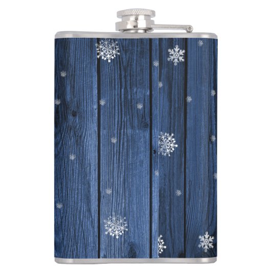 Blue Rustic Christmas Reindeer Flask Flachmann (Rückseite)