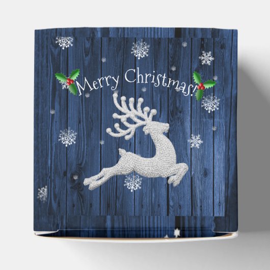 Blue Rustic Christmas Reindeer Gevor Box Geschenkschachtel (Oben)