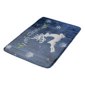 Blue Rustic Christmas Rentier Bath Mat Badematte (Schrägansicht)