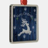 Blue Rustic Christmas Rentier Keramik Ornament (Rechts)