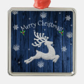 Blue Rustic Christmas Rentier Keramik Ornament Aus Metall (Vorne)