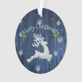 Blue Rustic Christmas Rentier Ornament (Vorderseite)