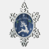 Blue Rustic Christmas Rentier Snowflake Ornament (Rechts)
