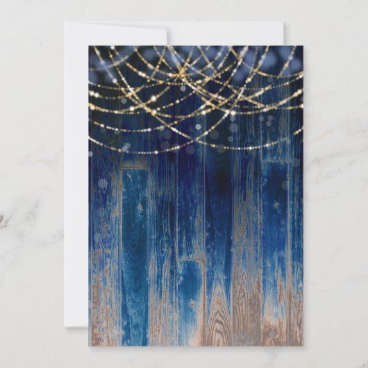 Blue Rustic Coastal Barn Wood Bokeh Brautparty Einladung (Rückseite)