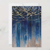 Blue Rustic Coastal Barn Wood Bokeh Light Wedding Einladung (Rückseite)