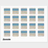 Blue Rustic Damask Danke Stickers (Blatt)