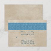 Blue Rustic Damask RSVP Card Karte (Vorne/Hinten)