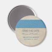 Blue Rustic Damask Speichern Sie das Datumsfenster Magnet (Vorderseite/Rückseite)