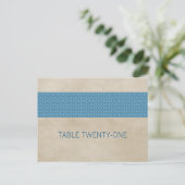 Blue Rustic Damask Tischnummer Postkarte (Stehend Vorderseite)