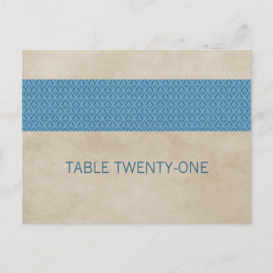 Blue Rustic Damask Tischnummer Postkarte