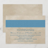 Blue Rustic Damask Wedite Einladung (Vorne/Hinten)
