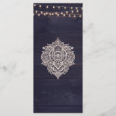 Blue Rustic Elegance Menu Card Mitternacht Menükarte (Rückseite)