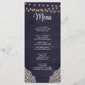 Blue Rustic Elegance Menu Card Mitternacht Menükarte (Vorderseite)