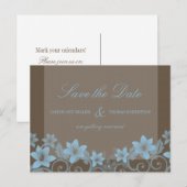 Blue Rustic Floral Save the Date Postkarte (Vorne/Hinten)