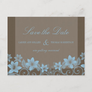 Blue Rustic Floral Save the Date Postkarte