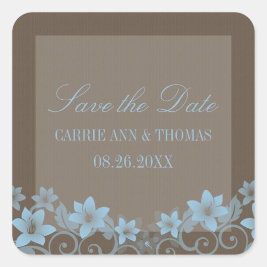 Blue Rustic Floral Save the Date Stickers (Vorderseite)