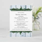 Blue Rustic Foliage Brautparty Einladung (Stehend Vorderseite)