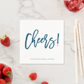 Blue Rustic Hand Lettering Cheers Brautparty Serviette (Beispiel)