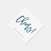 Blue Rustic Hand Lettering Cheers Brautparty Serviette (Ecke)