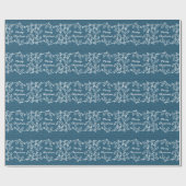 Blue Rustic Holly Wrapping Paper Geschenkpapier (Flach)