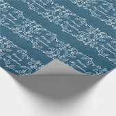 Blue Rustic Holly Wrapping Paper Geschenkpapier (Ecke)