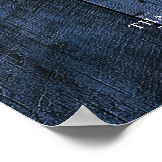 Blue Rustic Holz Barn Wedding Willkommenszeichen Poster (Ecke)