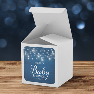 Blue Rustic Holz Mason Jars und Lights Baby Dusche Quadratischer Aufkleber
