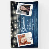 Blue Rustic Holz String Lights 2 Foto Abschluss Banner (Vertikal)