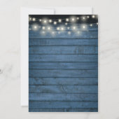 Blue Rustic Holz String Lights Foliage Baby Dusche Einladung (Rückseite)