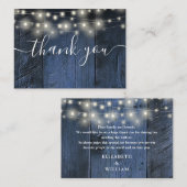 Blue Rustic Holz String Lights Hochzeit Vielen Dan Platzkarte (Vorne/Hinten)