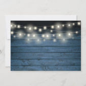 Blue Rustic Holz String Lights Kalender Gold Herz Save The Date (Rückseite)