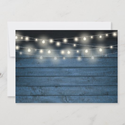 Blue Rustic Holz String Lights Kalender Gold Herz Save The Date (Rückseite)