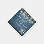 Blue Rustic Holz String Lights Mason Jars Wedding Serviette (Ecke)