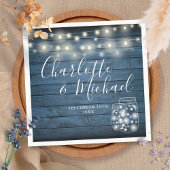 Blue Rustic Holz String Lights Mason Jars Wedding Serviette
