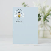 Blue Rustic Illustrierte Biene Flat Vielen Dank Dankeskarte (Stehend Vorderseite)