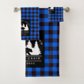 Blue Rustic Kariert Bärenwald Family Kabine Badhandtuch Set (Insitu)
