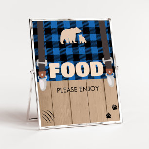 Blue Rustic Kariert Lumberjack Baby Dusche Nahrung Poster