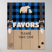 Blue Rustic Kariert Lumberjack Baby Duschfavoriten Poster (Vorne)