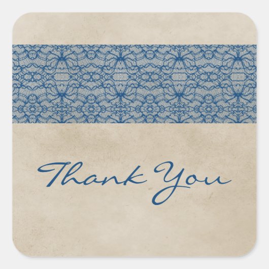 Blue Rustic Lace Danke Stickers (Vorderseite)