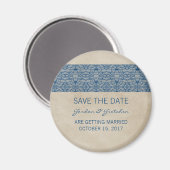 Blue Rustic Lace Speichern Sie das Date Magnet (Vorderseite/Rückseite)