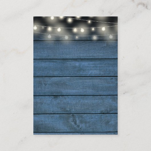 Blue Rustic Lights Hochzeit Danke Platzkarte (Rückseite)