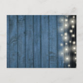 Blue Rustic Mason Jar String Lights Save the Date Einladungspostkarte (Rückseite)