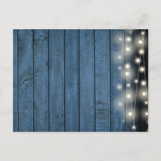 Blue Rustic Mason Jar String Lights Save the Date Einladungspostkarte (Rückseite)