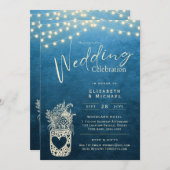Blue Rustic Mason Jar Wedding DIGITAL Print Einladung (Vorne/Hinten)