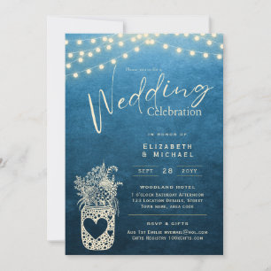 Blue Rustic Mason Jar Wedding DIGITAL Print Einladung
